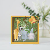 Oerwoud Safari Animals Birthday Party Invite Kaart (Staand voorkant)