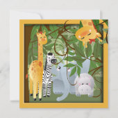 Oerwoud Safari Animals Birthday Party Invite Kaart (Voorkant)