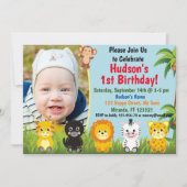 Oerwoud Safari Animals Birthday-uitnodiging Kaart (Voorkant)