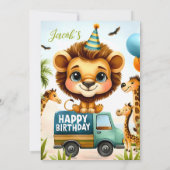 Oerwoud Safari Animals Boy 1st Birthday Kaart (Achterkant)