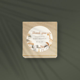 Oerwoud Safari Animals Boy Baby shower Dank u Ronde Sticker