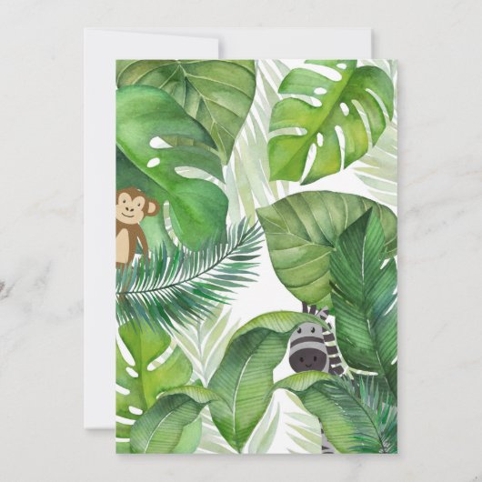 Oerwoud Safari Animals Boy Baby shower Invitation Kaart (Achterkant)