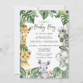 Oerwoud Safari Animals Boy Baby shower Invitation Kaart (Voorkant)