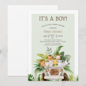 Oerwoud Safari Animals Boy Baby shower Kaart (Voorkant / Achterkant)