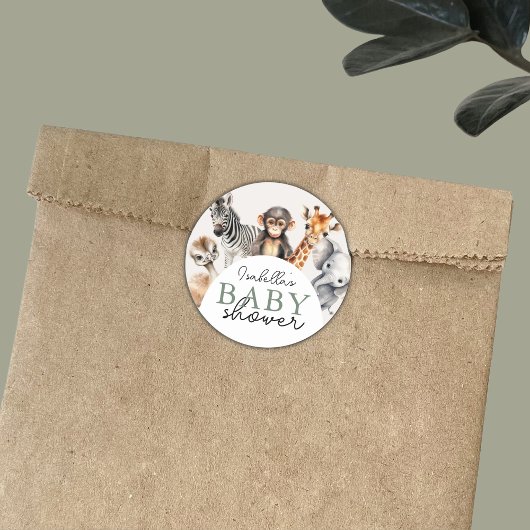 Oerwoud Safari Animals Boy Baby shower Ronde Sticker
