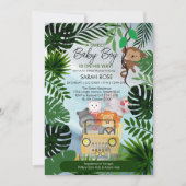Oerwoud Safari Animals Boy Baby shower uitnodiging (Voorkant)