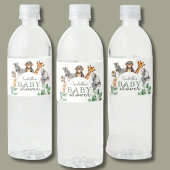 Oerwoud Safari Animals Boy Baby shower Waterfles Etiket