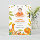 Oerwoud Safari Animals Boy's verjaardagsfeestje Kaart (Staand voorkant)