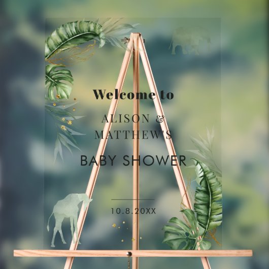 Oerwoud Safari Animals Couples Baby shower Acryl Bord (Neutraal)