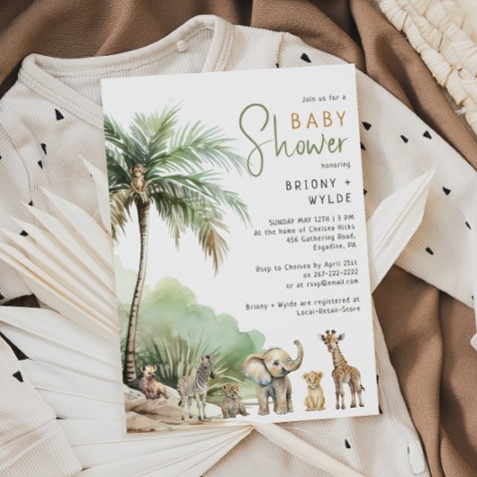 Oerwoud Safari Animals Couples Baby shower Kaart