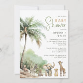 Oerwoud Safari Animals Couples Baby shower Kaart (Voorkant)
