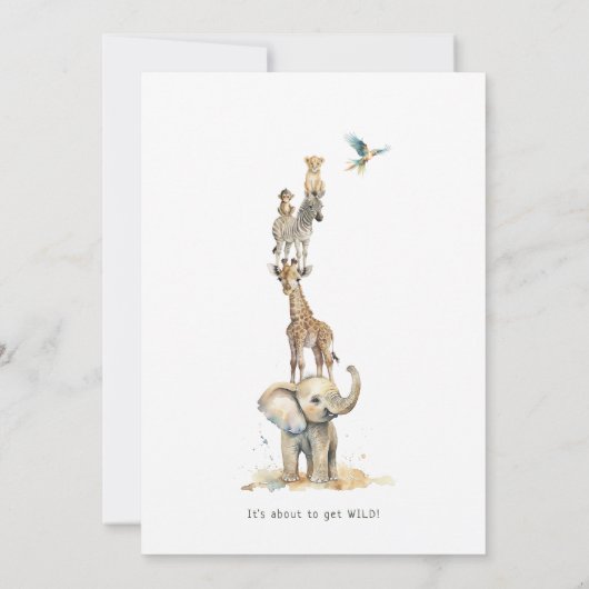 Oerwoud Safari Animals Couples Baby shower Kaart (Achterkant)