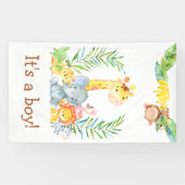Oerwoud Safari Animals Cute It's a Boy Baby shower Spandoek (Horizontaal)