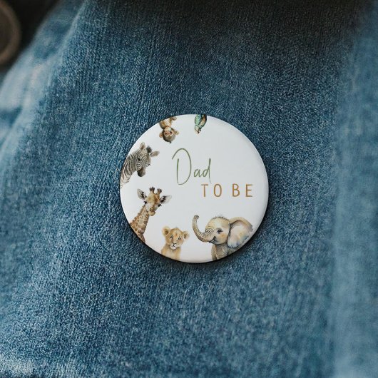 Oerwoud Safari Animals Dad wordt Baby shower Butto Ronde Button 5,7 Cm