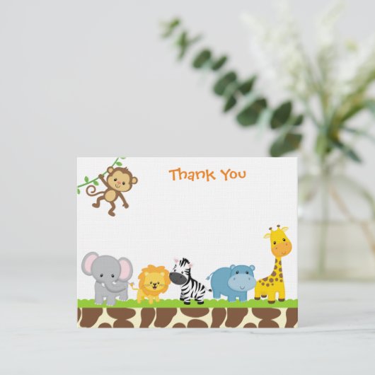 Oerwoud Safari Animals Flat Hartelijk dank Kaart (Staand voorkant)
