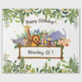 Oerwoud Safari Animals Forest Custom Birthday Cadeaupapier (Vlak)