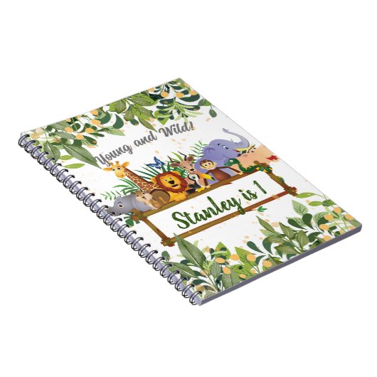 Oerwoud Safari Animals Forest Custom Birthday Notitieboek (Rechterzijde)