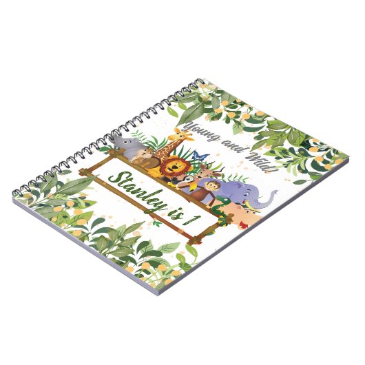 Oerwoud Safari Animals Forest Custom Birthday Notitieboek (Linkerzijde)