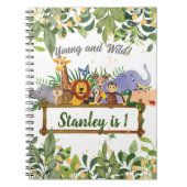 Oerwoud Safari Animals Forest Custom Birthday Notitieboek (Voorkant)