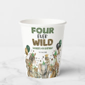 Oerwoud Safari Animals Four Ever Wild 4th Birthday Papieren Bekers (Achterkant)