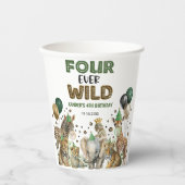 Oerwoud Safari Animals Four Ever Wild 4th Birthday Papieren Bekers (Voorkant)