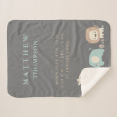 Oerwoud Safari Animals Geboorteaankondiging Sherpa Deken (Voorkant (horizontaal))