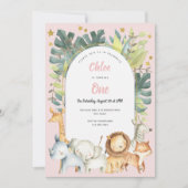 Oerwoud Safari Animals Girl Kaart (Voorkant)