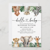 Oerwoud Safari Animals Greenery Baby shower Kaart (Voorkant)