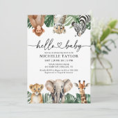 Oerwoud Safari Animals Greenery Baby shower Kaart (Staand voorkant)