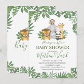 Oerwoud Safari Animals Greenery Boy Baby shower Kaart (Voorkant / Achterkant)