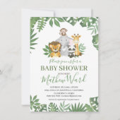 Oerwoud Safari Animals Greenery Boy Baby shower Kaart (Voorkant)