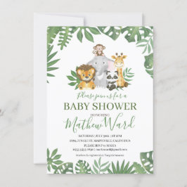 Oerwoud Safari Animals Greenery Boy Baby shower Kaart