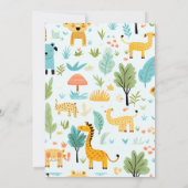 Oerwoud Safari Animals Greenery Boy Baby shower Kaart (Achterkant)