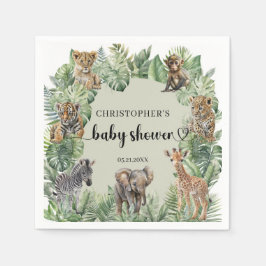 Oerwoud Safari Animals Greenery Boy Baby shower Servet