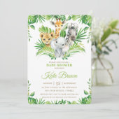 Oerwoud Safari Animals Greenery Nuetral Baby showe Kaart (Staand voorkant)