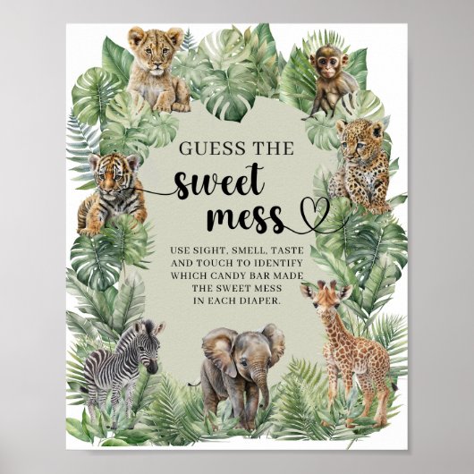 Oerwoud Safari Animals Guess The Sweet Mess spel Poster (Voorkant)