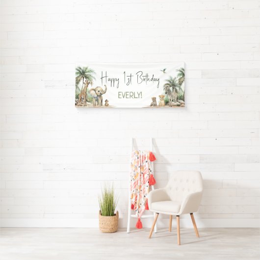 Oerwoud Safari Animals Happy Birthday Welkom Spandoek (Insitu)