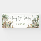 Oerwoud Safari Animals Happy Birthday Welkom Spandoek (Horizontaal)