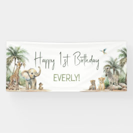 Oerwoud Safari Animals Happy Birthday Welkom Spandoek