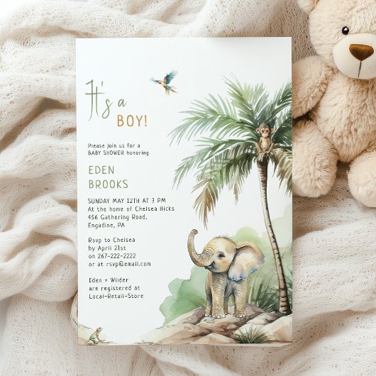 Oerwoud Safari Animals | Het is een jongen! Baby S Kaart