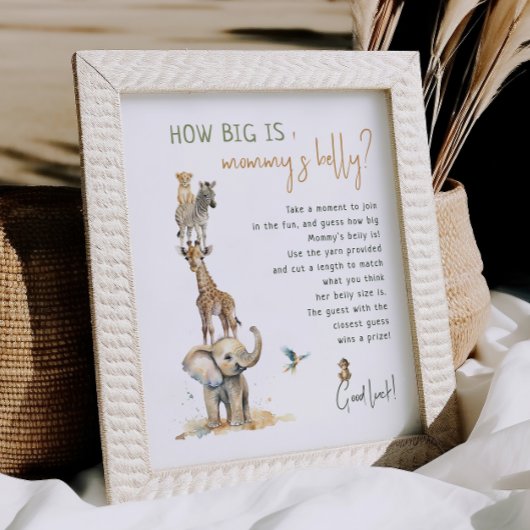 Oerwoud Safari Animals Hoe groot is de buik van ma Poster