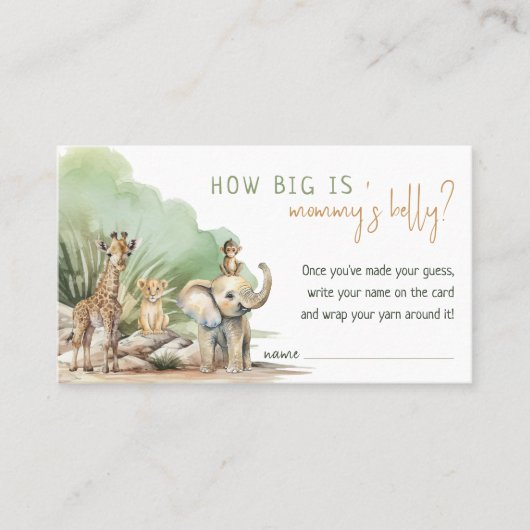 Oerwoud Safari Animals Hoe groot is Mommys Belly K Plaatskaartje (Voorkant)