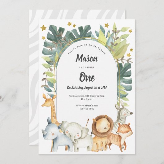 Oerwoud Safari Animals Kaart (Voorkant / Achterkant)