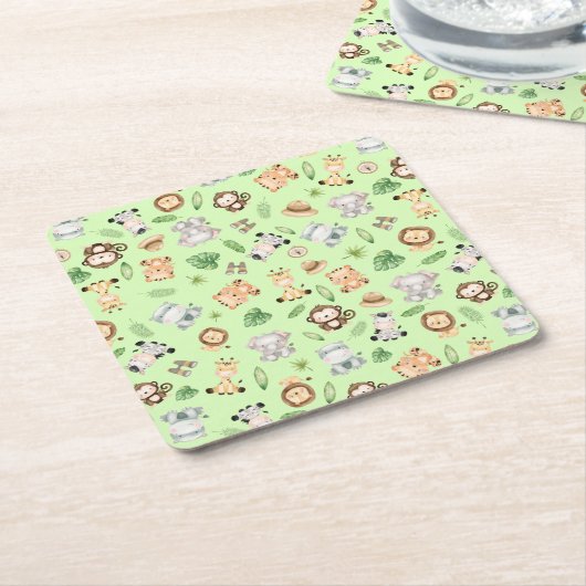 Oerwoud Safari Animals Kartonnen Onderzetters (Schuin)