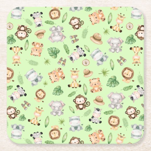 Oerwoud Safari Animals Kartonnen Onderzetters (Voorkant)