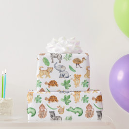Oerwoud Safari Animals KIds Birthday Cadeaupapier