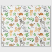 Oerwoud Safari Animals KIds Birthday Cadeaupapier (Vlak)