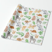 Oerwoud Safari Animals KIds Birthday Cadeaupapier (Uitgerold)