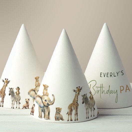 Oerwoud Safari Animals Kids Verjaardag Feesthoedjes