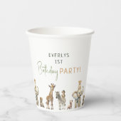 Oerwoud Safari Animals Kids Verjaardagsfeest Papieren Bekers (Voorkant)